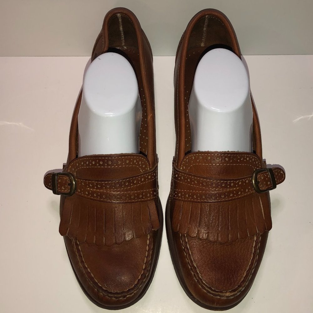 Heartland Handcrafted Brown Fringed Loafers, 10.5